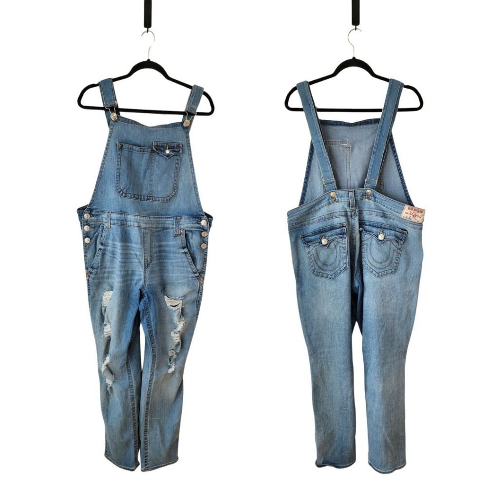 True Religion Light Blue Denim Overalls